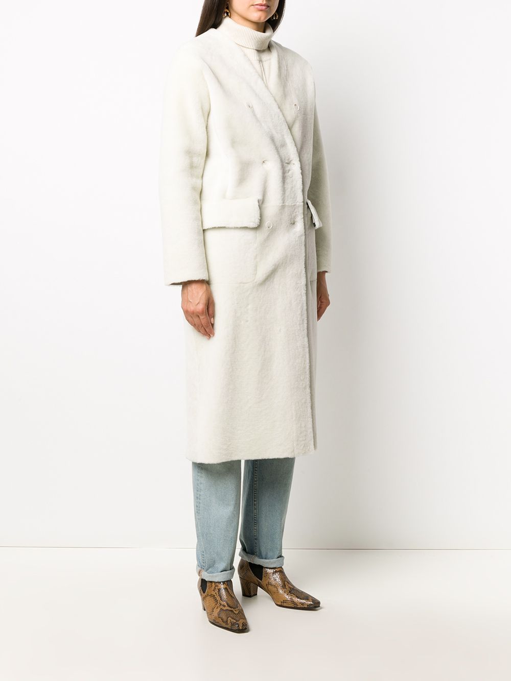 Inès & Maréchal V-neck Shearling Coat - Farfetch