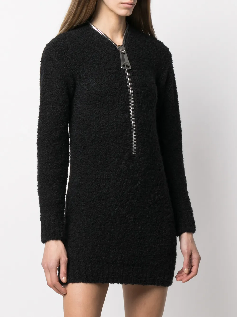 фото Moschino платье мини крупной вязки на молнии