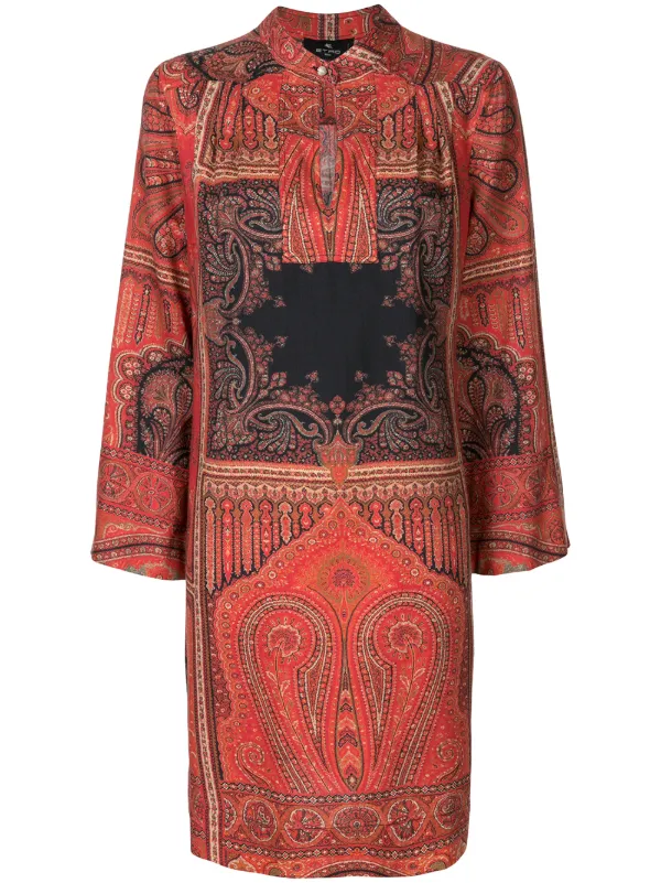 paisley print shift dress