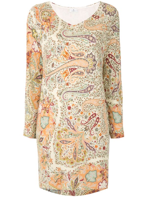 paisley print shift dress