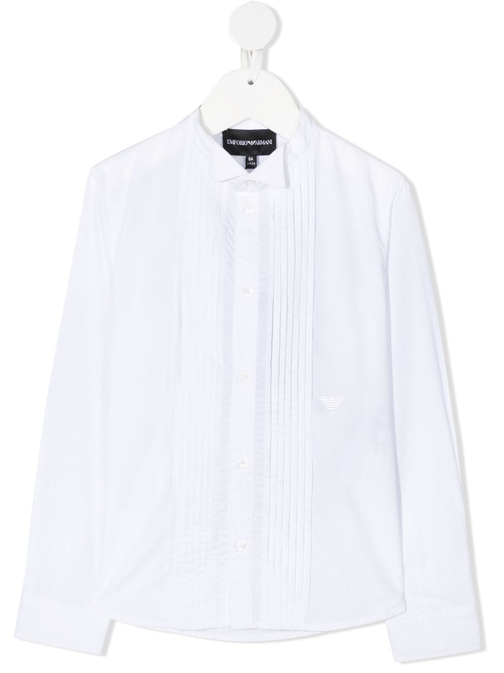 Image 1 of Emporio Armani Kids long sleeve pleated bib shirt