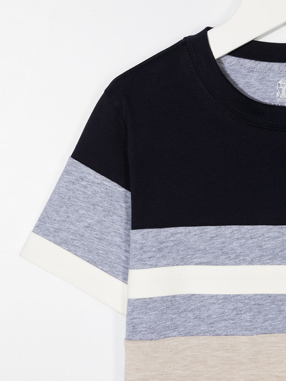 Shop Brunello Cucinelli Striped Round Neck T-shirt In Grey