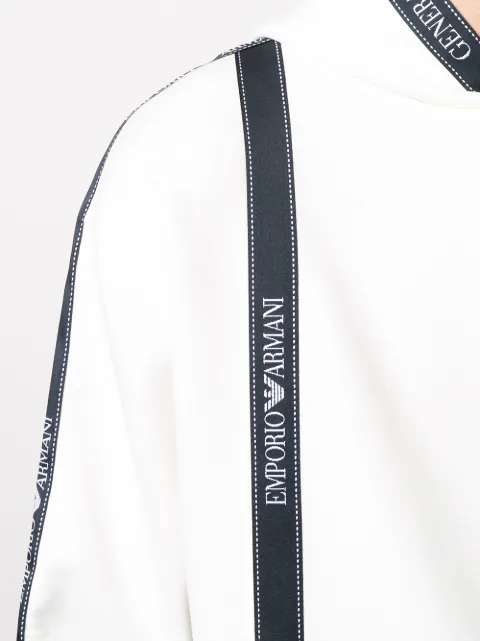 emporio armani gold tape full zip moletom com capuz