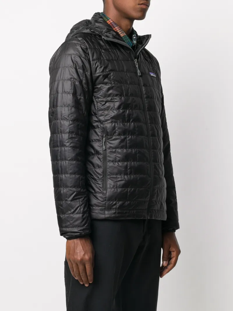 Shop Patagonia Nano Puff Hooded Jacket In Black