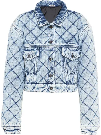Shop blue Miu Miu quilted denim jacket 