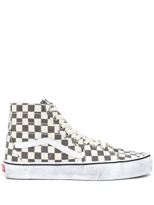 checked black and white vans