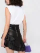 Balmain short asymmetric ruffled leather skirt