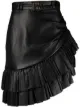 Image 1 of Balmain short asymmetric ruffled leather skirt