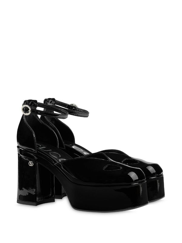 Gucci black ankle-strap platform pumps 