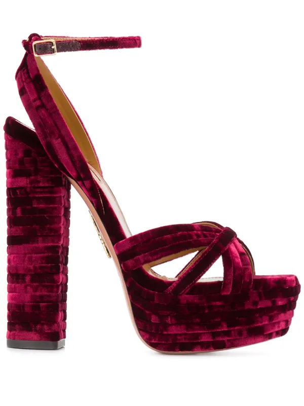 Shop Red Aquazzura Velvet Sundance Platform Sandals With Express Delivery Reseau Presidentsshops