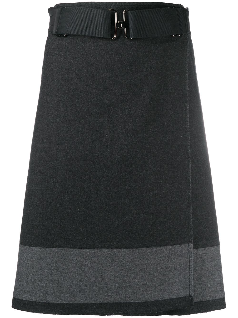 Pre-owned Prada 1990s Contrasting Detail A-line Skirt In Grey