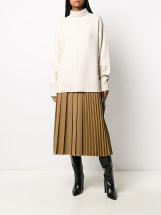 asymmetric pleat calf-length skirt展示图