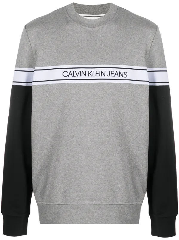 calvin klein sweatshirt with logo stripe