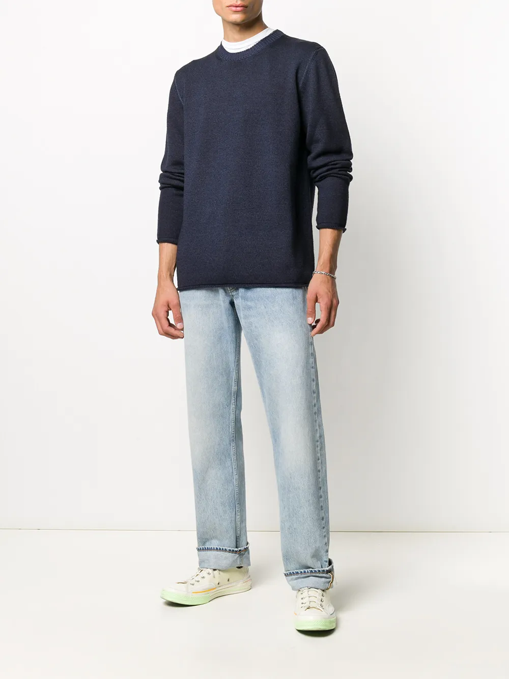 Roberto Collina Trui met ronde hals - Blauw