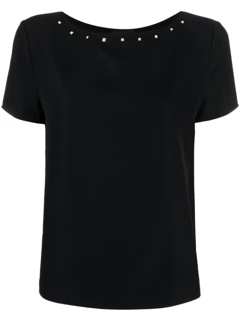 Emporio Armani studded boat neck T-shirt