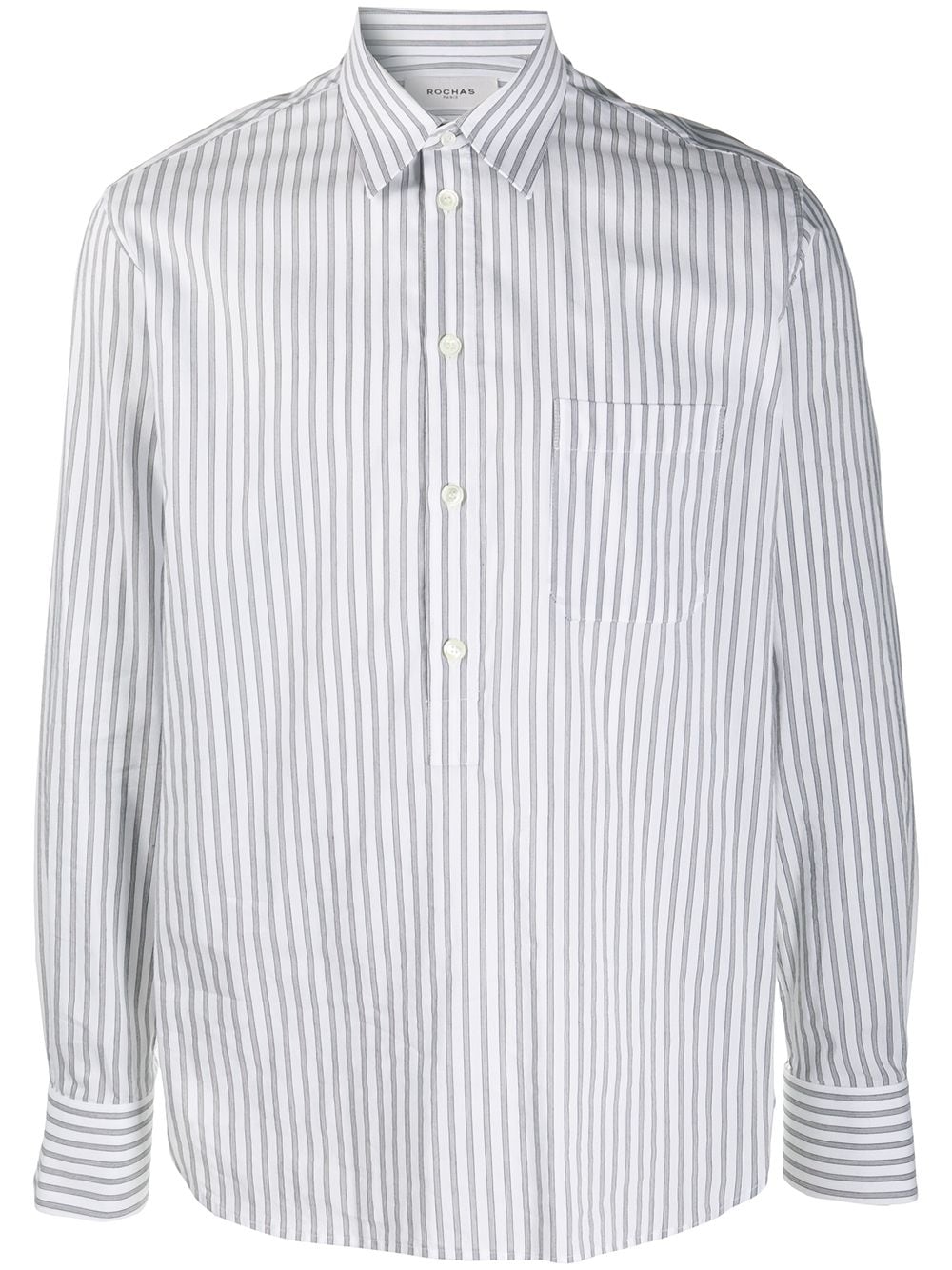 Shop Rochas Patch-pocket Striped Shirt In Neutrals