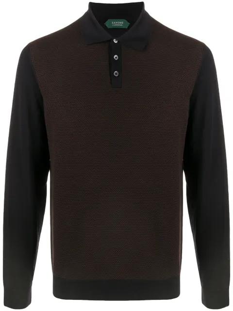 Zanone two-tone longsleeved polo shirt