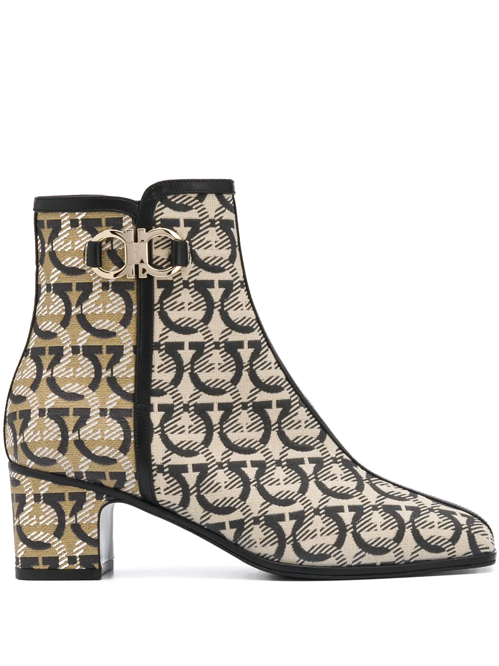 Ferragamo Gancini print ankle boots Neutrals