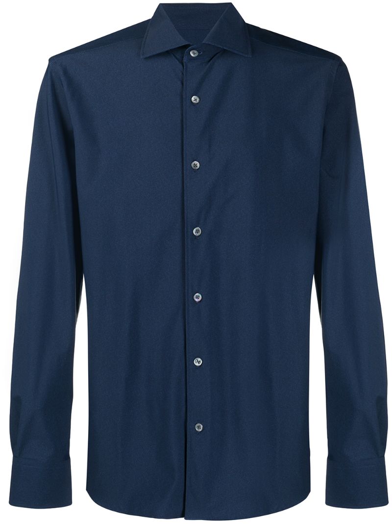 Corneliani Short-collar Longsleeved Shirt In Blue