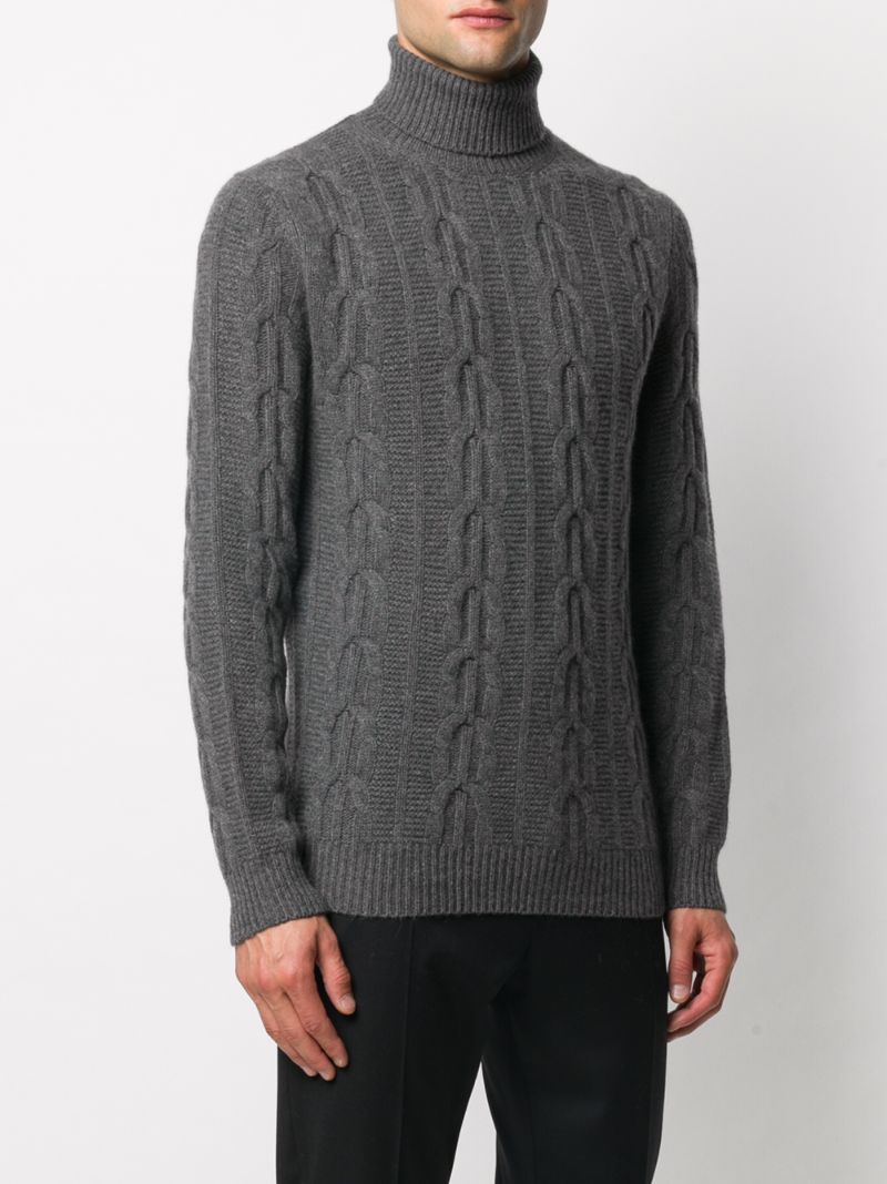 Shop Corneliani Cable-knit Cashmere Jumper In Grey