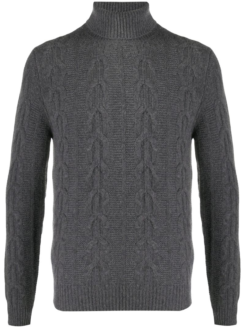 Shop Corneliani Cable-knit Cashmere Jumper In Grey