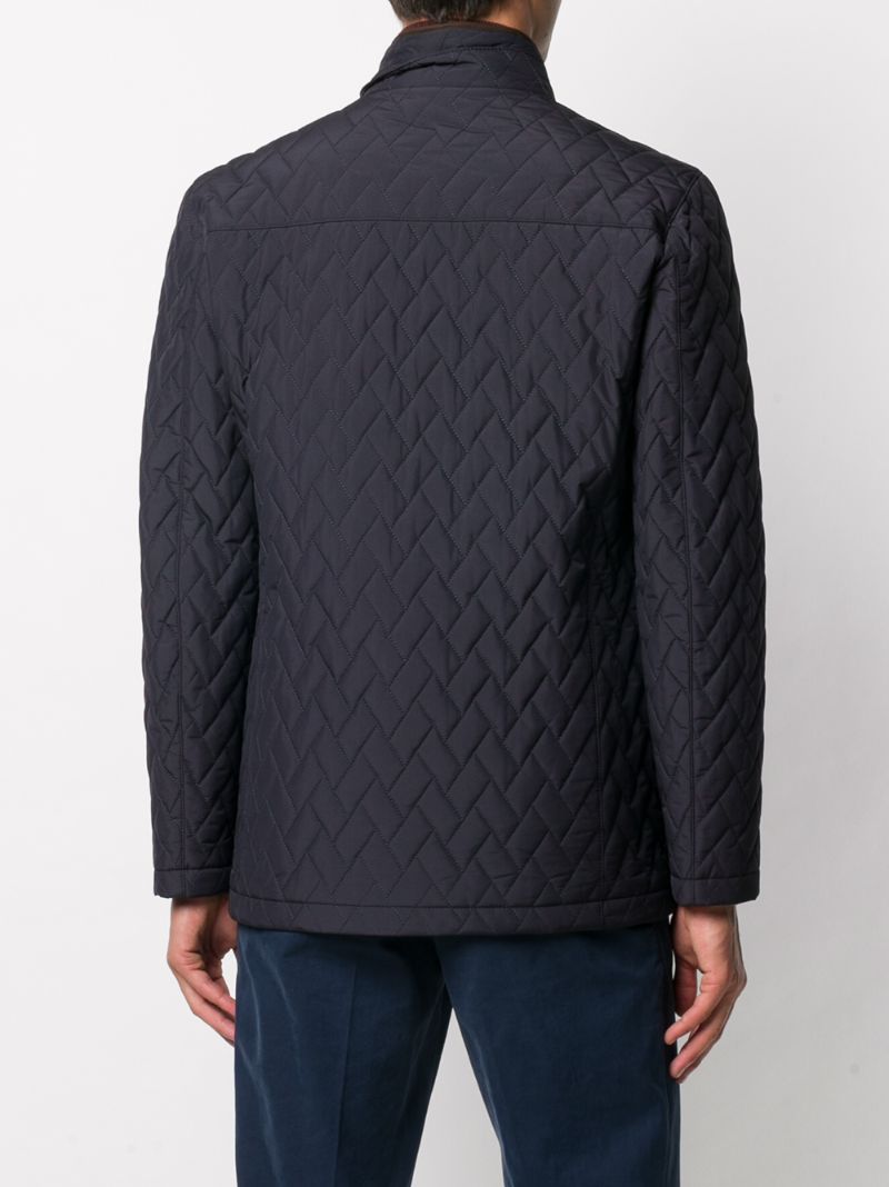 Shop Corneliani Quilted Button-up Jacket In Blue