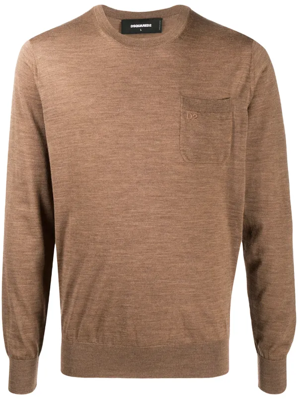 brown crew neck jumper