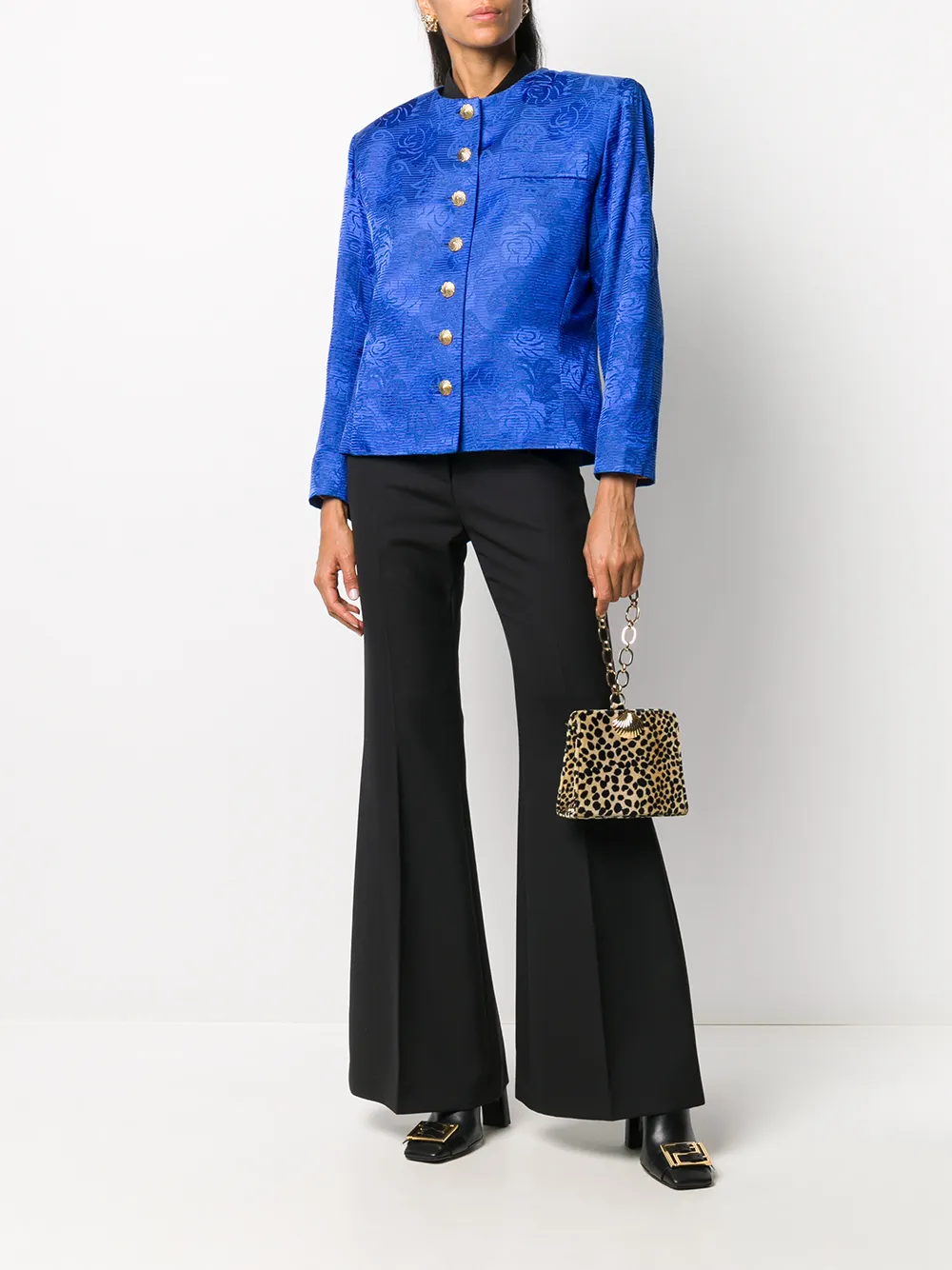 Image 2 of Yves Saint Laurent Pre-Owned 2000s floral jacquard collarless jacket