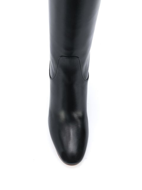 FRANCESCO RUSSO KNEE-LENGTH LEATHER BOOTS