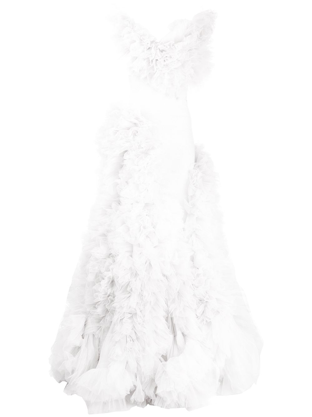 Shop Loulou Ruffled-tulle Layered Gown In White