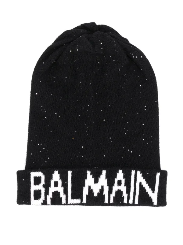 black and white beanie hat