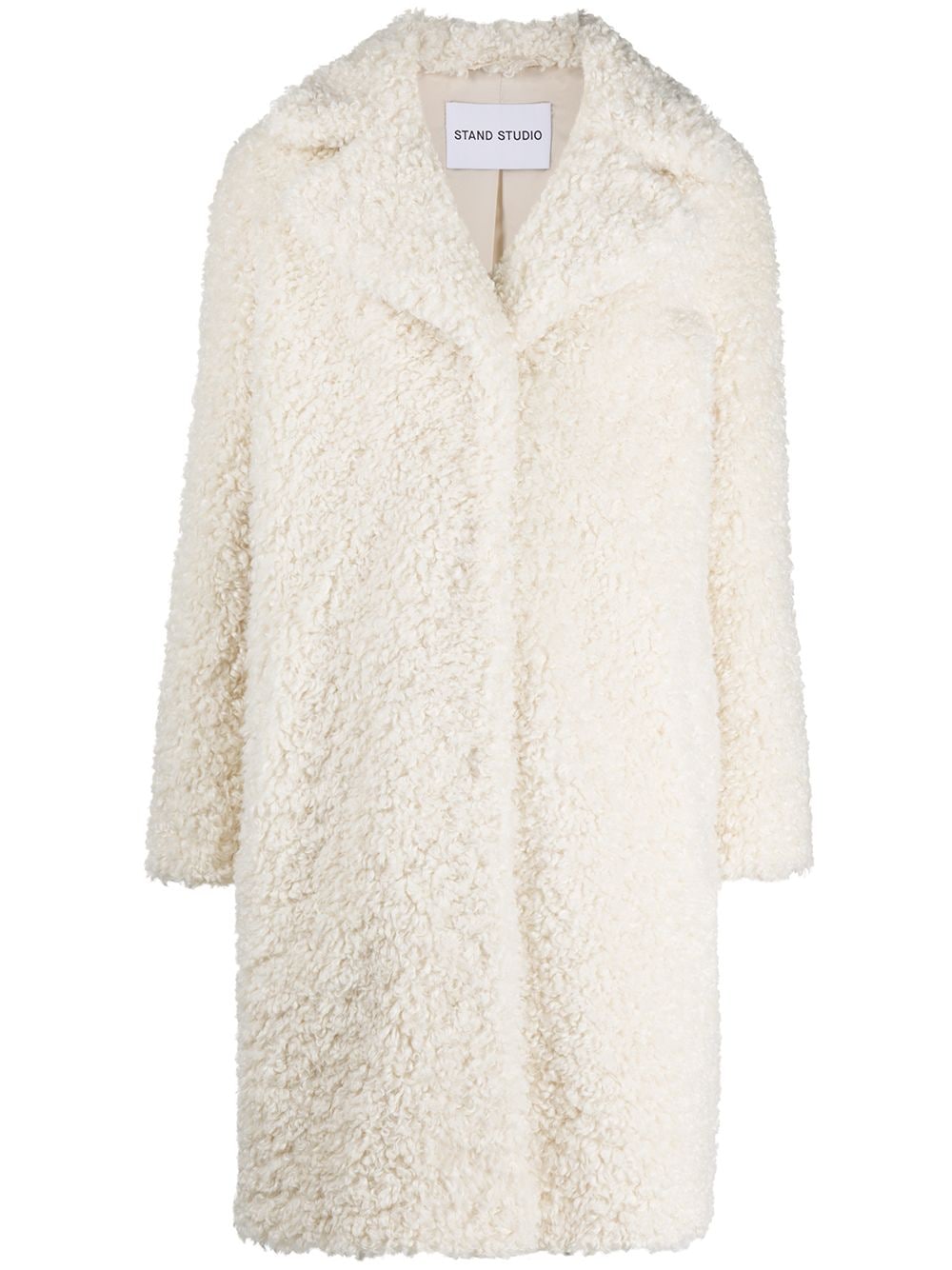 STAND STUDIO Single Breasted Faux Shearling Coat - Farfetch