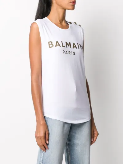 Balmain logo print vest white | MODES
