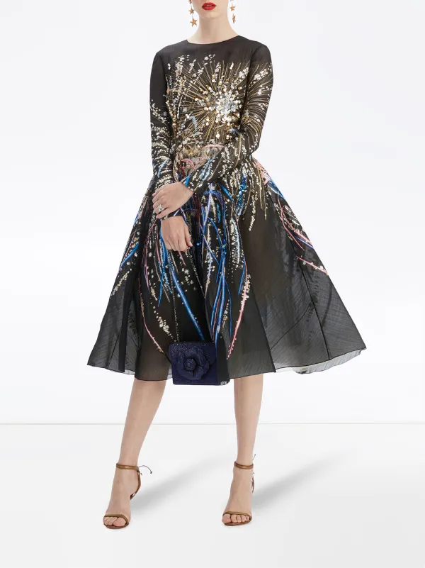 Oscar De La Renta Sheer Sequin Blouse