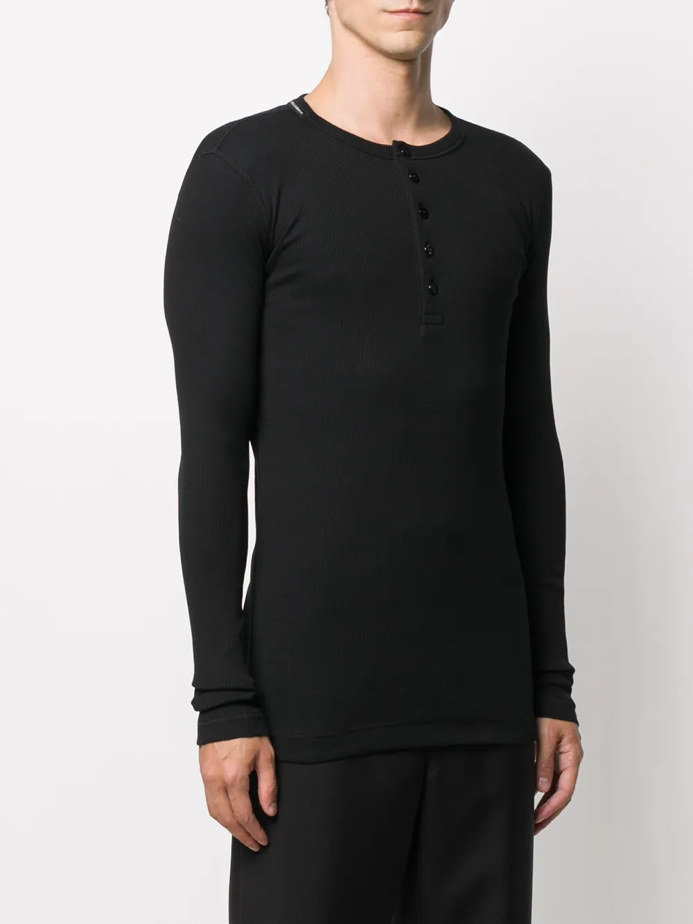  Dolce & Gabbana Fein Geripptes T Shirt   Schwarz 
