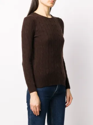 round-neck cable knit sweater展示图