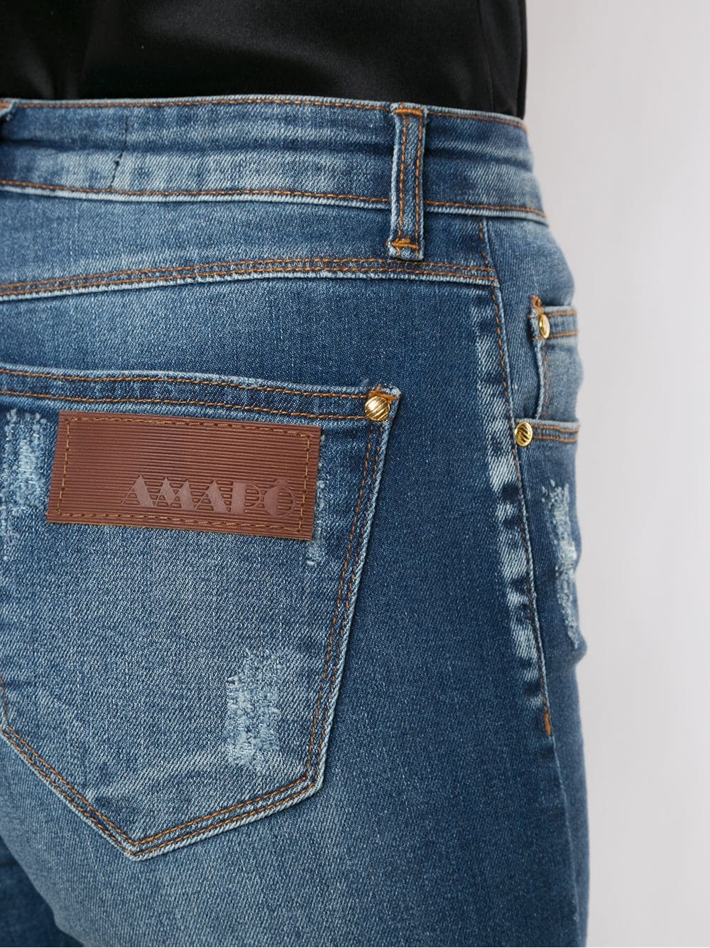 Shop Amapô Maine Flared Denim Trousers In Blue