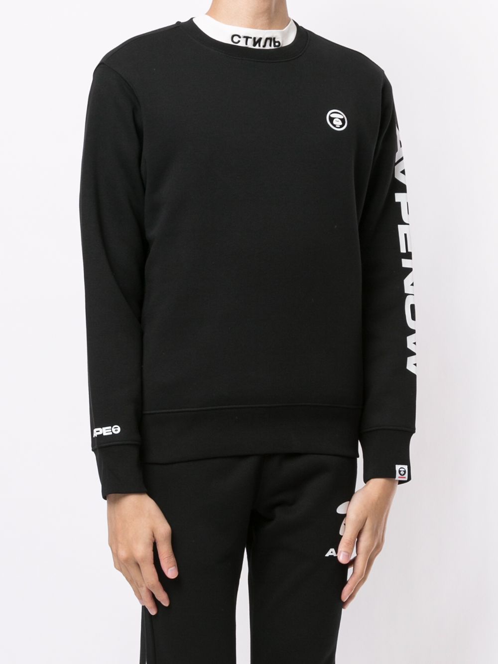 Shop AAPE BY *A BATHING APE® embroidered logo crewneck sweatshirt with ...