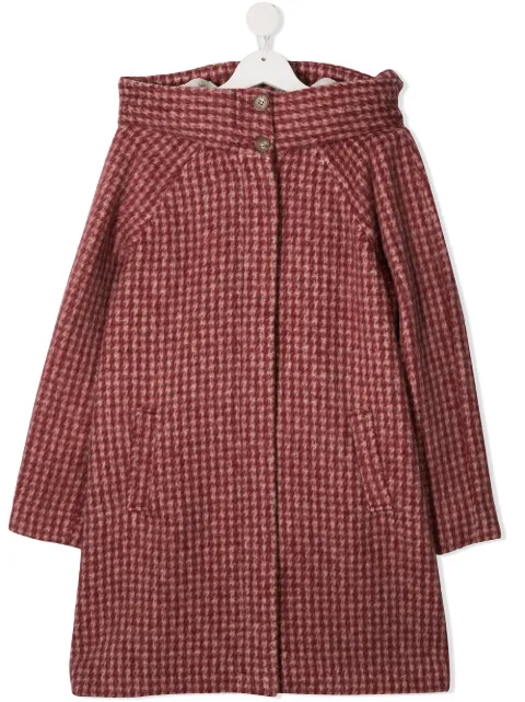 Chloé Kids معطف كاروهات مكسورة بهودي