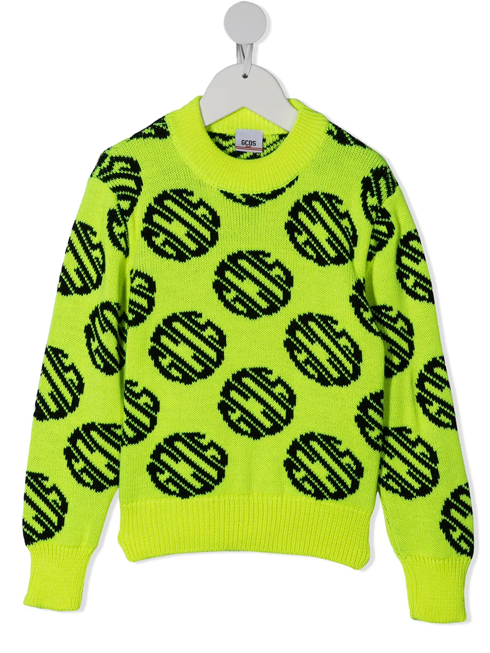 фото Gcds kids intarsia knit neon jumper