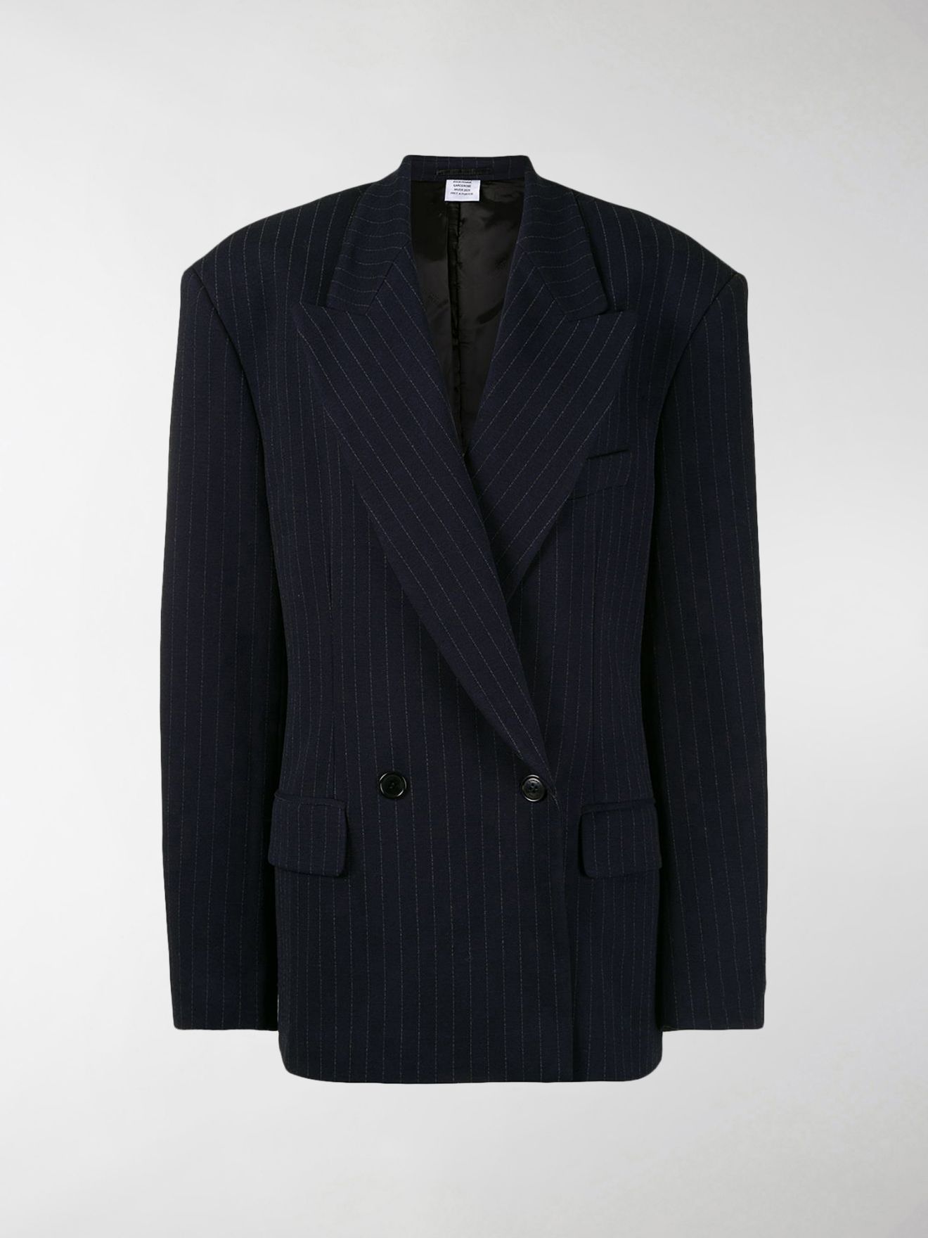 VETEMENTS double-breasted pinstripe blazer blue | MODES