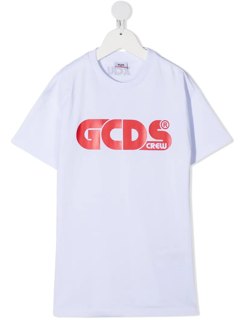 Gcds Logo Print Short-sleeved T-shirt Dress In White