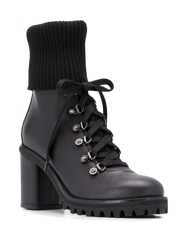 block heel lace up biker boots