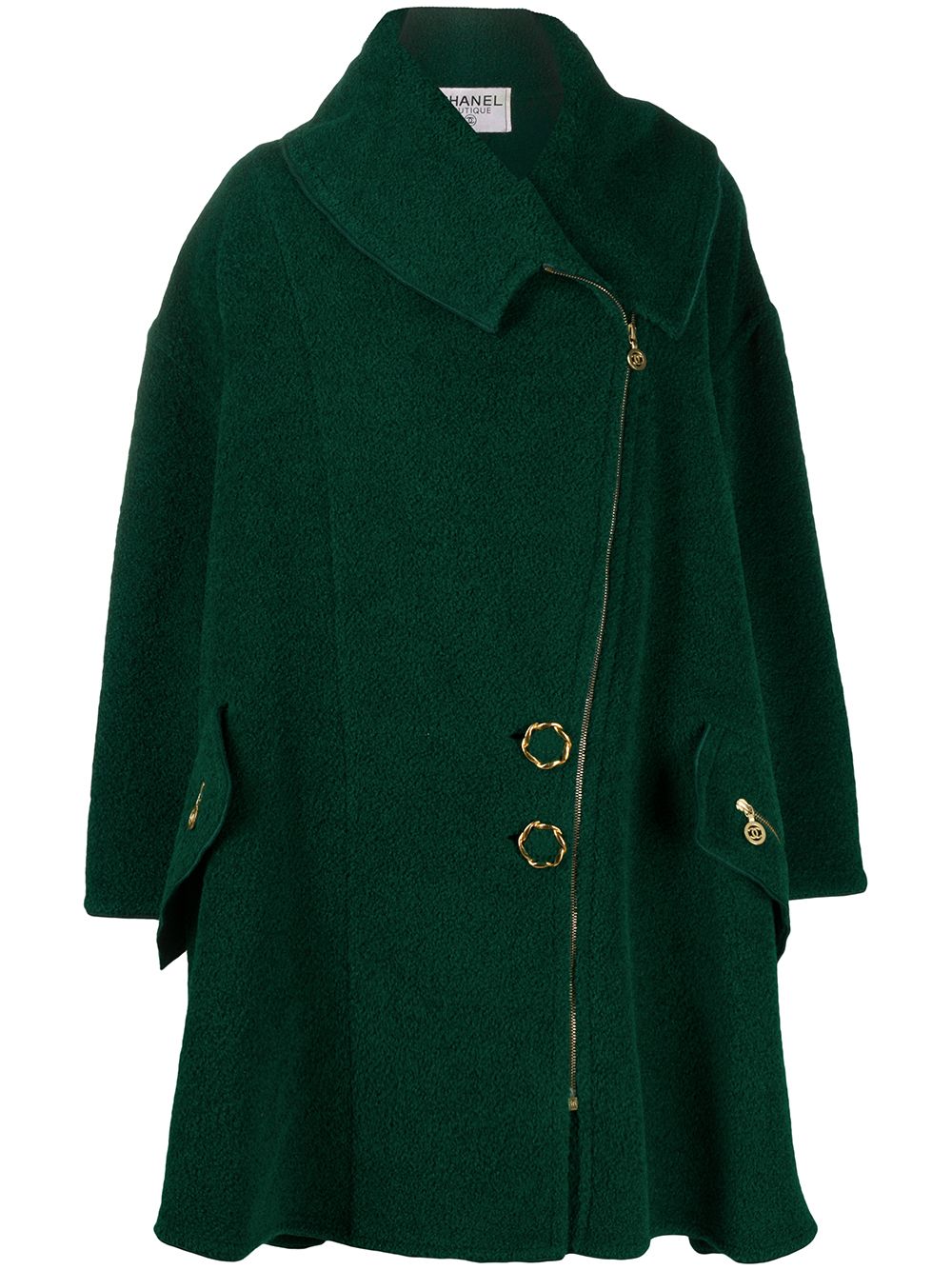 Pre-owned Chanel 1980s Oversized Zipped Coat In Green
