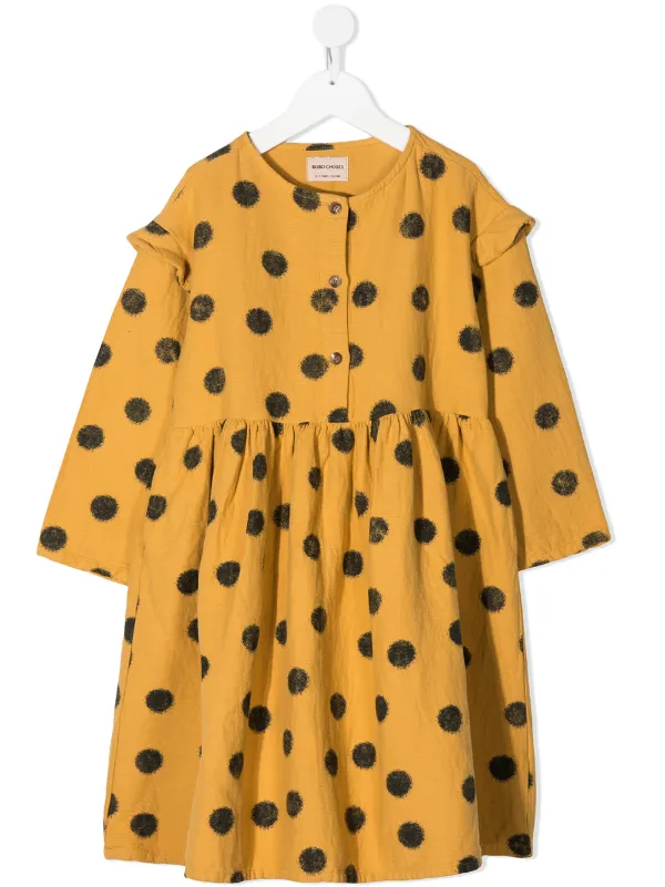 mustard yellow polka dot dress