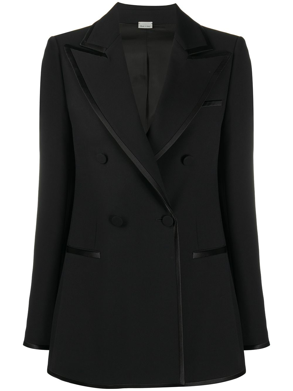 double-breasted contrast-trim blazer