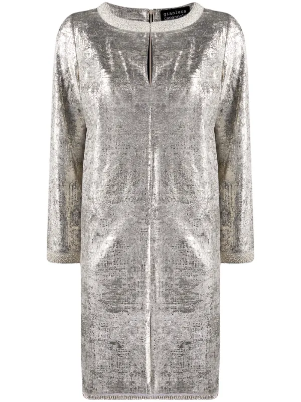 metallic shift dress