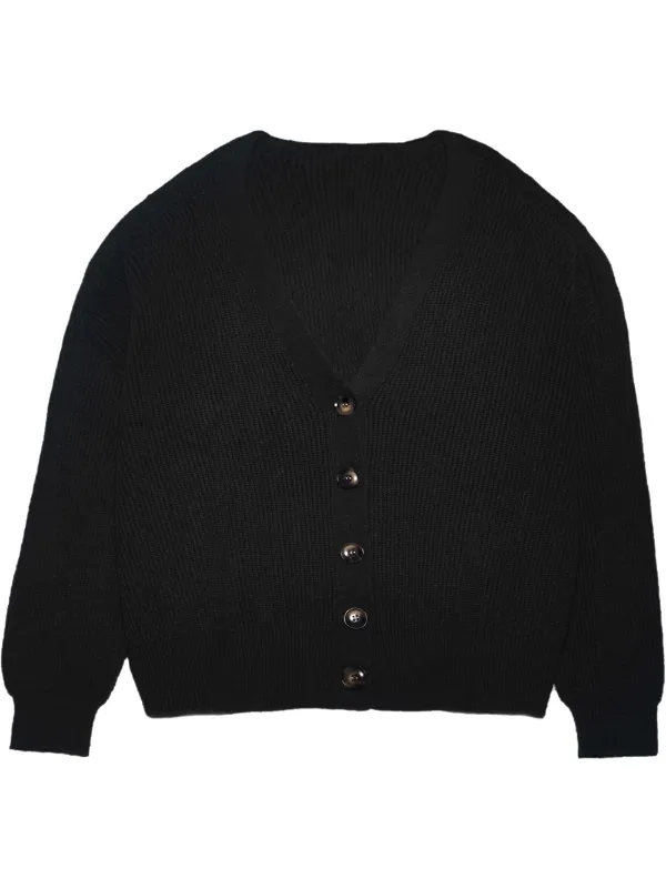 black waffle knit cardigan