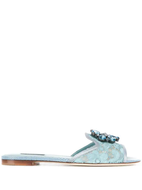 Dolce & Gabbana crystal-embellished lace slides