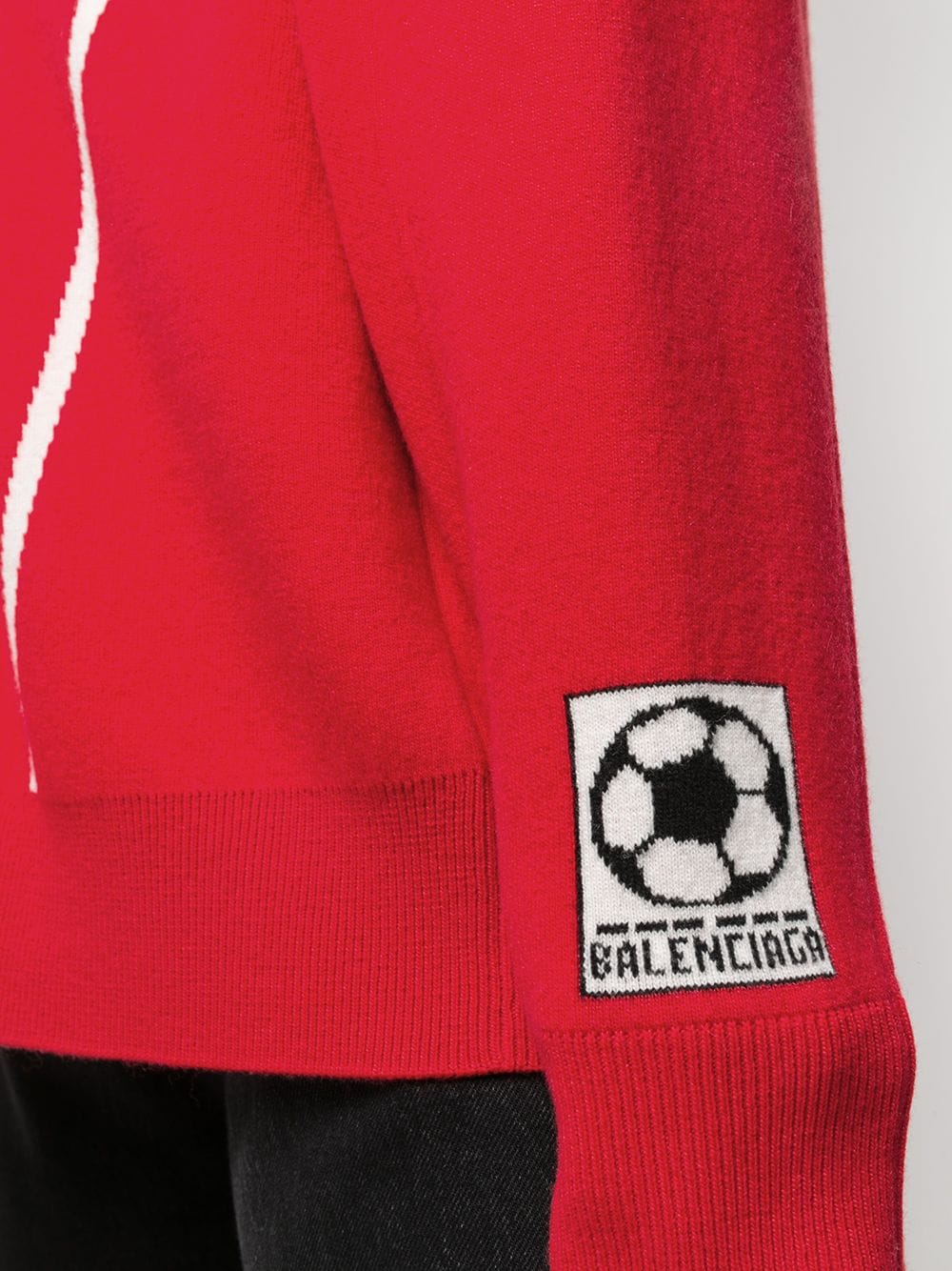Shop Balenciaga Soccer Knitted Jumper In Red